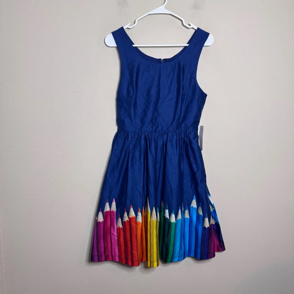 ModCloth Colored Pencils Rainbow Print Sleeveless Dress - Picture 2 of 12